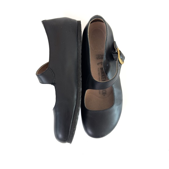 Early 00's Birkenstock Black Leather Mary Jane Flats - size 7-7.5 - Picture 2 of 7